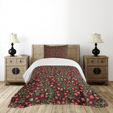 Flowering Curvy Branches Bedspread Set