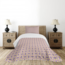 Retro Colorful Funky Tiles Bedspread Set