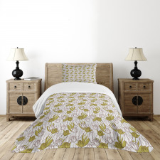 Bouquets Gardening Theme Leaf Bedspread Set