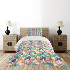 Vibrant Tropic Palm Trees Bedspread Set