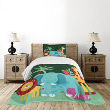 Nursery Jungle Composition Bedspread Set