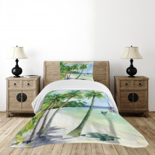 Tropical Landscape Beach Bedspread Set