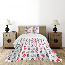 Sad Animal with Balloon Retro Bedspread Set