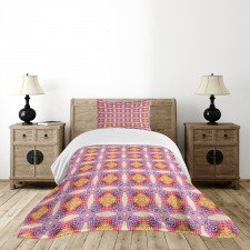 Psychedelic Colorful Grid Bedspread Set