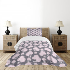 Pink Chrysanthemum Flower Bedspread Set