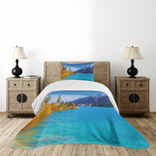 Abraham Lake Mountains Bedspread Set