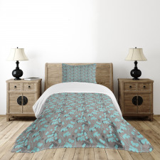 Silhouette Foliage Leaves Bedspread Set