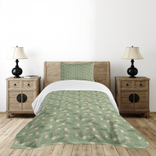 Calla Flowers Green Leaves Bedspread Set