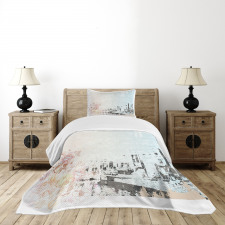 Street Antique Buildings Bedspread Set