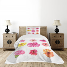 Pink Yellow Flowers Bedspread Set