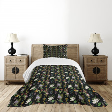 Exotic Composition Botanical Bedspread Set