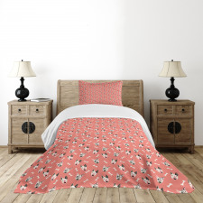 Bull Terrier Faces and Bones Bedspread Set