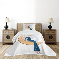 Girl with Trumpet Moon Bedspread Set