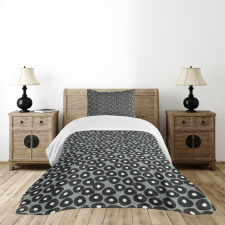 Old Vinyl Disc Themed Motifs Bedspread Set