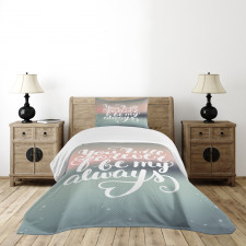 Pastel Tones Romantic Words Bedspread Set