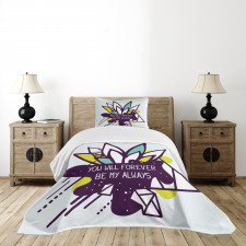 Flower and Love Message Art Bedspread Set