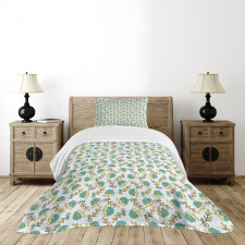 Repeating Floral Art Bedspread Set