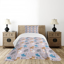 Sheep Elephant Pig Dog Bedspread Set