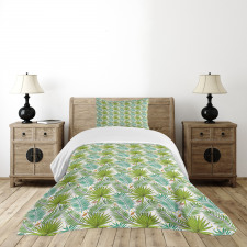 Fern Leaves Sketch Style Bedspread Set