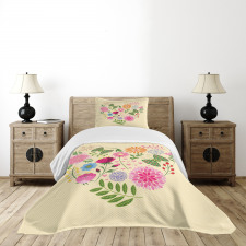 Colorful Flowers Butterflies Bedspread Set