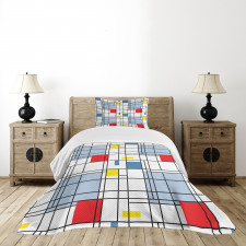 Quadratic Striped Grid Bedspread Set