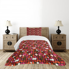 Floral Vibrant Squares Bedspread Set