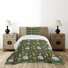 Childish Cartoon Savannah Bedspread Set