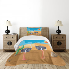 Wild Birds on Desert Cactus Bedspread Set