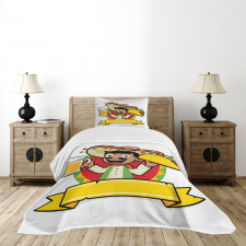 Man with a Beer and Taco Bedspread Set