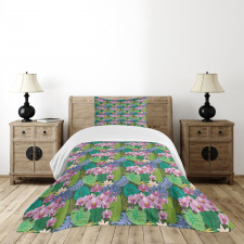 Colorful Aloha Island Motif Bedspread Set