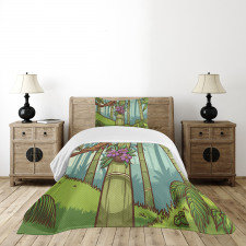 Colorful Jungle Cartoon Bedspread Set