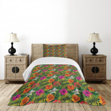 Palm Jungle Leaves Floral Bedspread Set