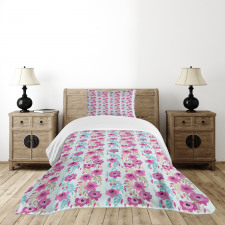 Floral Garden Pink Blooms Bedspread Set