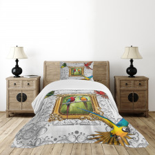 Exotic Colorful Birds Image Bedspread Set