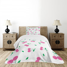 Cherries with Smiling Faces Bedspread Set