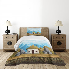 Hut in the Mountains Asia Bedspread Set