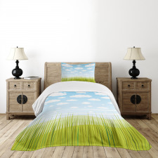 Grass and Clouds Landscape Bedspread Set