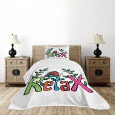 Phrase Butterfly and Leaves Bedspread Set
