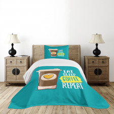 Eat Sleep Coffee Time Repeat Bedspread Set
