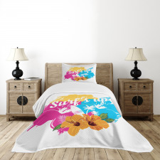Hawaii Hibiscus Flower Bedspread Set