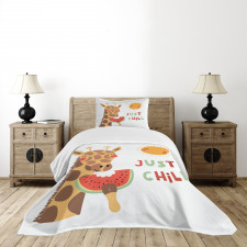 Watermelon Sun Chill Phrase Bedspread Set