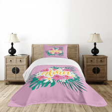 Exotic Flowers Palm Leaves Bedspread Set
