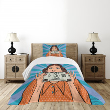 Woman Holding Dollar Bill Bedspread Set