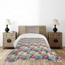 Poppy Flowers and Daffodils Bedspread Set