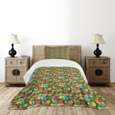 Parrots and Pomegranate Bedspread Set