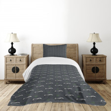 Hand Drawn Style Long Dogs Bedspread Set