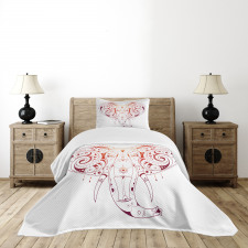 Stylized Drawn Elephant Head Bedspread Set