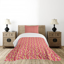 Pastel Tone Feathers Bedspread Set