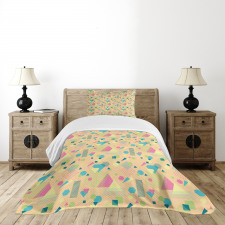 Memphis Style Triangle Lines Bedspread Set