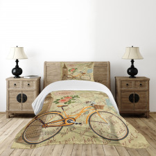 Stamp Big Ben and Bicycle Bedspread Set
